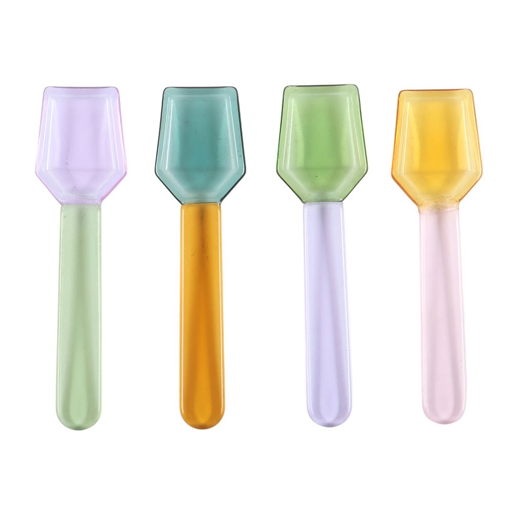 Something Different - Set of 4 Pastel Glass Dessert Spoons Cutlery set - Multicolours
